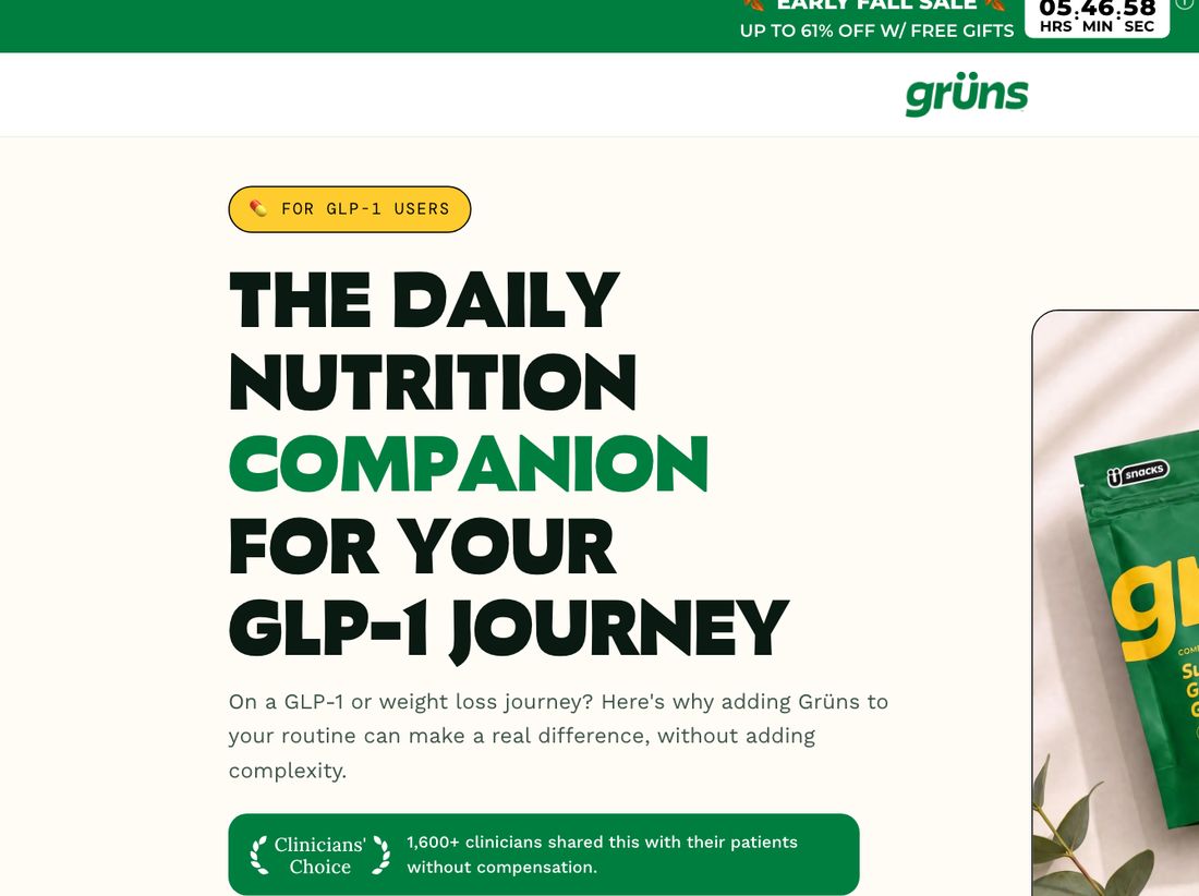 Grüns headline: The daily nutrition companion for your GLP-1 journey